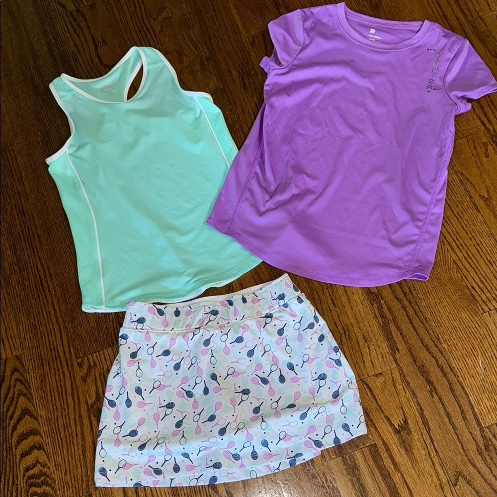 Prince girls tennis outfit 2 tops and a skort size medium (10-12) NWOT